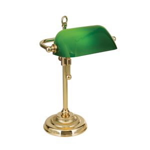 Orion Stolní lampa Banker, mosaz/zelená, výška 32 cm