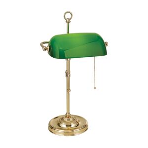 Orion Stolní lampa Banker, tahový vypínač, mosaz/zelená