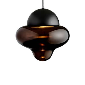 DESIGN BY US Závěsné svítidlo Nutty XL LED, hnědá / černá, Ø 30 cm, sklo