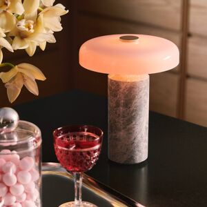 DESIGN BY US Nabíjecí stolní lampa Trip LED, šedá / růžová, mramor, sklo, IP44