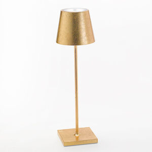 Ailati Stolní lampa LED Poldina s dekorem, přenosná zlatá