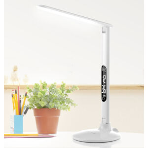 Aluminor LED stolní lampa Success s hodinami, bílá