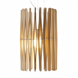 Fabbian Fabbian Stick dřevěné závěsné světlo, cylindr 43cm