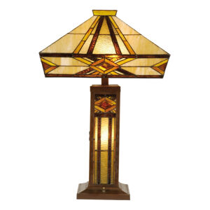 Clayre & Eef Jasně osvětlená stolní lampa Glenys, Tiffany styl
