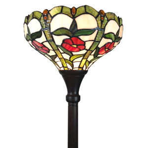 Clayre & Eef Stojací lampa 6025 skleněné stínidlo styl Tiffany