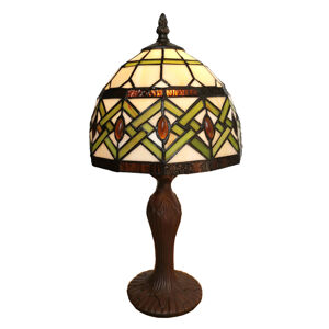 Clayre & Eef Stolní lampa 6027 skleněné stínidlo styl Tiffany