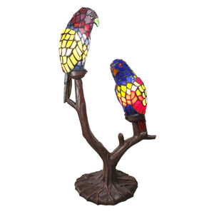 Clayre & Eef Dekorační světlo 6017, dva papoušci, styl Tiffany