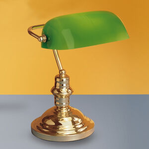 Orion Stolní lampa Onella v bankéřském stylu, zelená