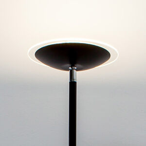 Lindby LED stojací lampa osvětlující strop Malea, černá