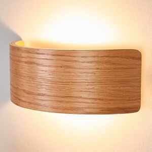 Lindby LED nástěnné světlo Rafailia 23cm, dřevo