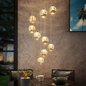 Lucande Lucande Hayley LED závěsné světlo, 9žárov., zlatá
