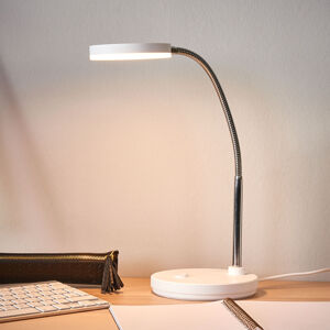 Lindby Bílá LED stolní lampa Milow