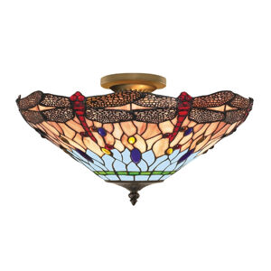 Searchlight Dragonfly stropní svítidlo ve stylu Tiffany